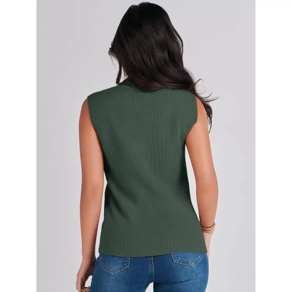 Caracilia Women's Mock Neck Sweater Vest Casual Sleeveless Ribbed Knit Pullover Tank Tops 2023 Fashion Clothes