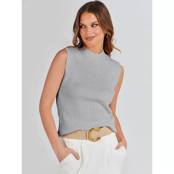 Caracilia Women's Mock Neck Sweater Vest Casual Sleeveless Ribbed Knit Pullover Tank Tops 2023 Fashion Clothes