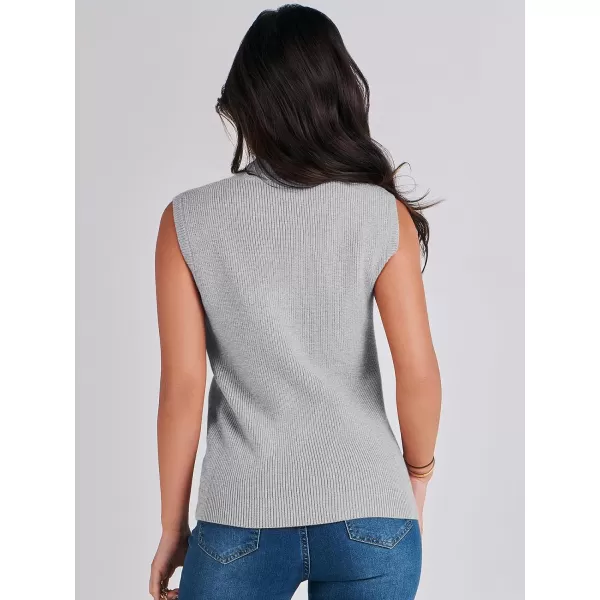 Caracilia Women's Mock Neck Sweater Vest Casual Sleeveless Ribbed Knit Pullover Tank Tops 2023 Fashion Clothes