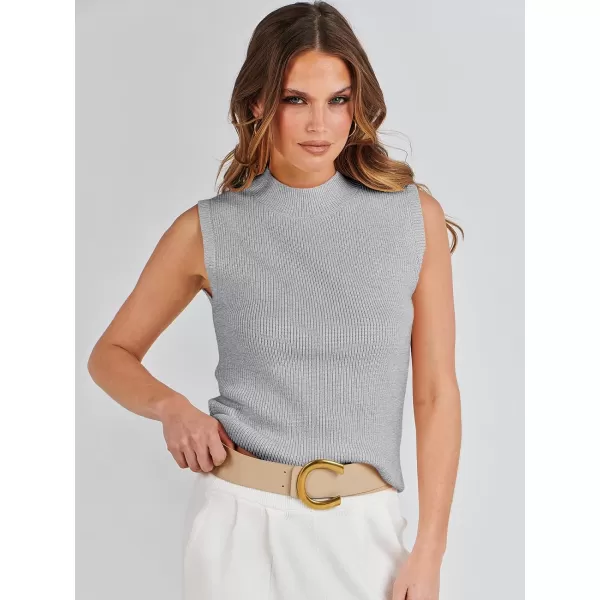 Caracilia Women's Mock Neck Sweater Vest Casual Sleeveless Ribbed Knit Pullover Tank Tops 2023 Fashion Clothes