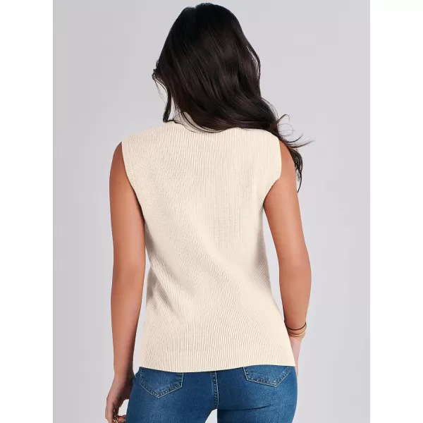 Caracilia Women's Mock Neck Sweater Vest Casual Sleeveless Ribbed Knit Pullover Tank Tops 2023 Fashion Clothes