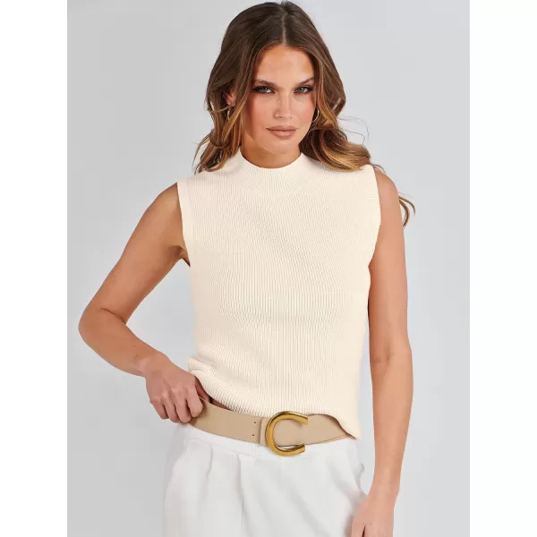 Caracilia Women's Mock Neck Sweater Vest Casual Sleeveless Ribbed Knit Pullover Tank Tops 2023 Fashion Clothes
