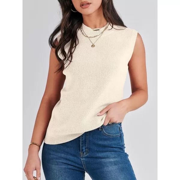 Caracilia Women's Mock Neck Sweater Vest Casual Sleeveless Ribbed Knit Pullover Tank Tops 2023 Fashion Clothes