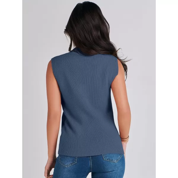 Caracilia Women's Mock Neck Sweater Vest Casual Sleeveless Ribbed Knit Pullover Tank Tops 2023 Fashion Clothes