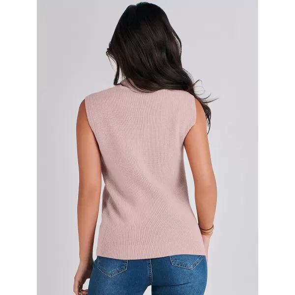 Caracilia Women's Mock Neck Sweater Vest Casual Sleeveless Ribbed Knit Pullover Tank Tops 2023 Fashion Clothes