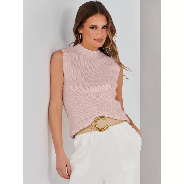 Caracilia Women's Mock Neck Sweater Vest Casual Sleeveless Ribbed Knit Pullover Tank Tops 2023 Fashion Clothes