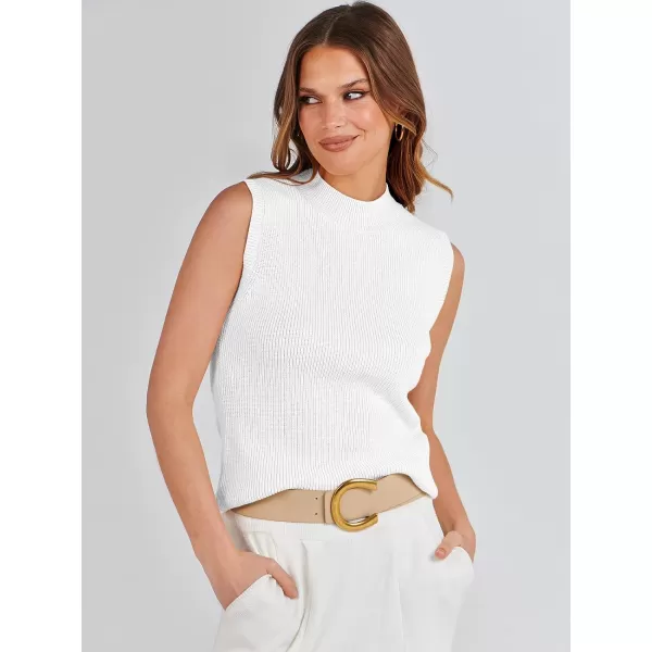 Caracilia Women's Mock Neck Sweater Vest Casual Sleeveless Ribbed Knit Pullover Tank Tops 2023 Fashion Clothes