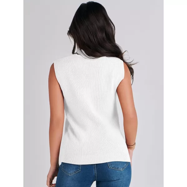 Caracilia Women's Mock Neck Sweater Vest Casual Sleeveless Ribbed Knit Pullover Tank Tops 2023 Fashion Clothes