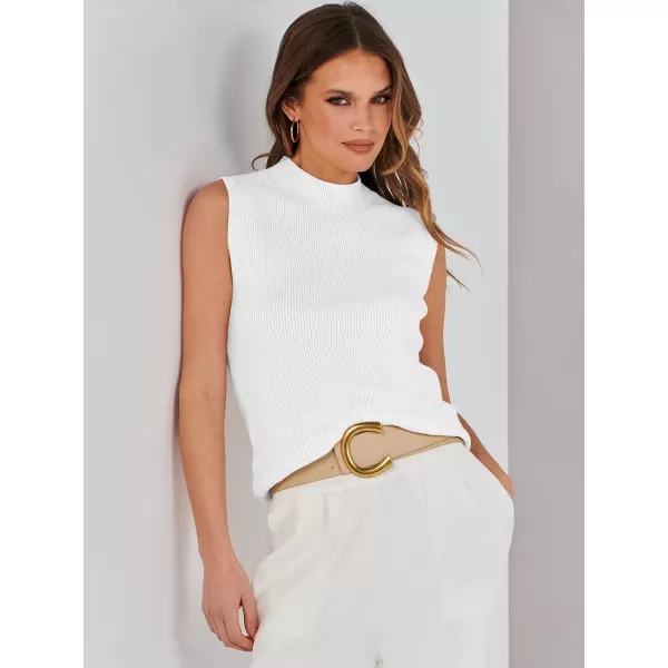 Caracilia Women's Mock Neck Sweater Vest Casual Sleeveless Ribbed Knit Pullover Tank Tops 2023 Fashion Clothes
