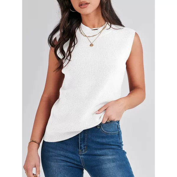 Caracilia Women's Mock Neck Sweater Vest Casual Sleeveless Ribbed Knit Pullover Tank Tops 2023 Fashion Clothes
