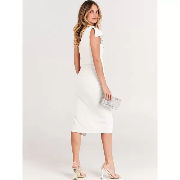 Caracilia Women's One Shoulder Sleeveless Dress Elegant Bodycon Ruched Slit Split Midi Party Dresses