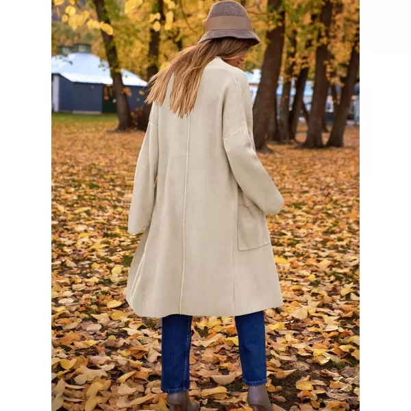 Caracilia Women's Open Front Knit Cardigan Long Sleeve Lapel Casual Solid Classy Sweater Jacket with Pockets