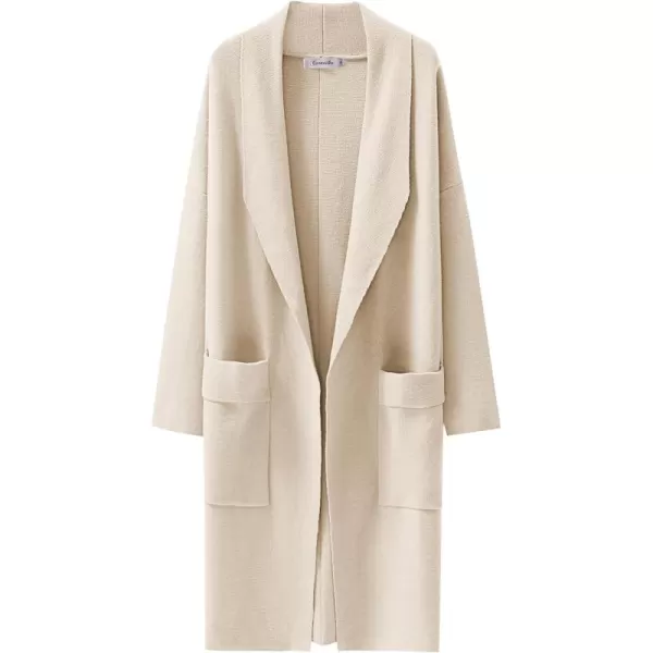 Caracilia Women's Open Front Knit Cardigan Long Sleeve Lapel Casual Solid Classy Sweater Jacket with Pockets