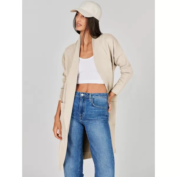 Caracilia Women's Open Front Knit Cardigan Long Sleeve Lapel Casual Solid Classy Sweater Jacket with Pockets