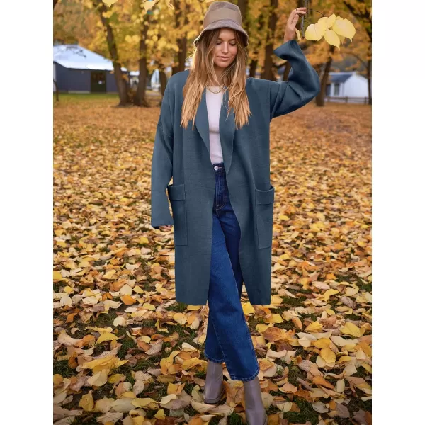 Caracilia Women's Open Front Knit Cardigan Long Sleeve Lapel Casual Solid Classy Sweater Jacket with Pockets