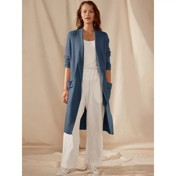 Caracilia Women's Open Front Knit Cardigan Long Sleeve Lapel Casual Solid Classy Sweater Jacket with Pockets