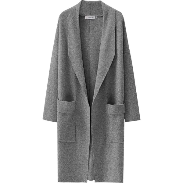 Caracilia Women's Open Front Knit Cardigan Long Sleeve Lapel Casual Solid Classy Sweater Jacket with Pockets