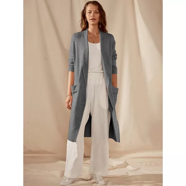 Caracilia Women's Open Front Knit Cardigan Long Sleeve Lapel Casual Solid Classy Sweater Jacket with Pockets