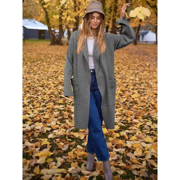 Caracilia Women's Open Front Knit Cardigan Long Sleeve Lapel Casual Solid Classy Sweater Jacket with Pockets