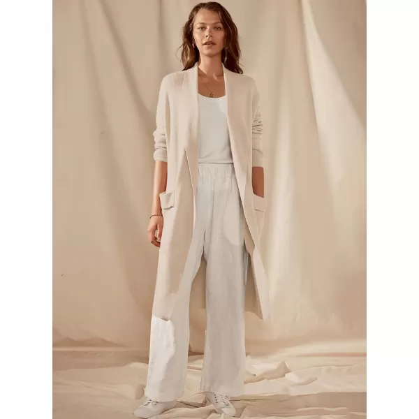 Caracilia Women's Open Front Knit Cardigan Long Sleeve Lapel Casual Solid Classy Sweater Jacket with Pockets