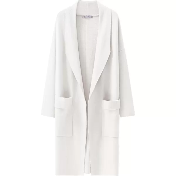 Caracilia Women's Open Front Knit Cardigan Long Sleeve Lapel Casual Solid Classy Sweater Jacket with Pockets