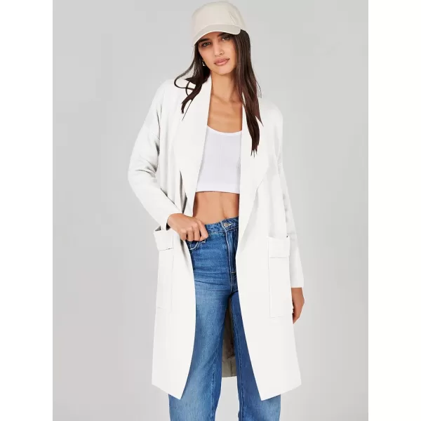 Caracilia Women's Open Front Knit Cardigan Long Sleeve Lapel Casual Solid Classy Sweater Jacket with Pockets