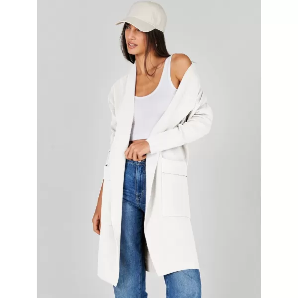 Caracilia Women's Open Front Knit Cardigan Long Sleeve Lapel Casual Solid Classy Sweater Jacket with Pockets