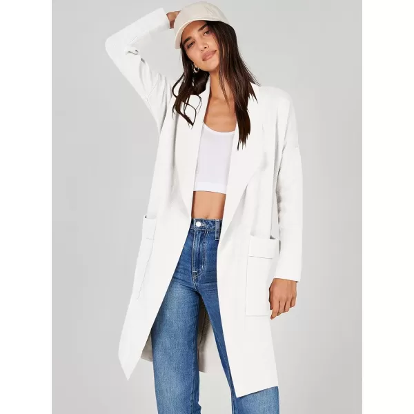 Caracilia Women's Open Front Knit Cardigan Long Sleeve Lapel Casual Solid Classy Sweater Jacket with Pockets