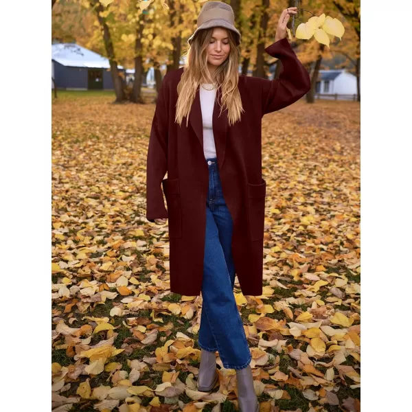 Caracilia Women's Open Front Knit Cardigan Long Sleeve Lapel Casual Solid Classy Sweater Jacket with Pockets