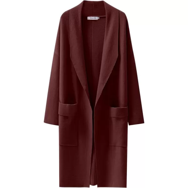 Caracilia Women's Open Front Knit Cardigan Long Sleeve Lapel Casual Solid Classy Sweater Jacket with Pockets