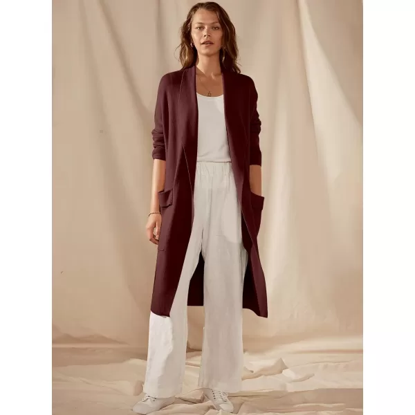Caracilia Women's Open Front Knit Cardigan Long Sleeve Lapel Casual Solid Classy Sweater Jacket with Pockets