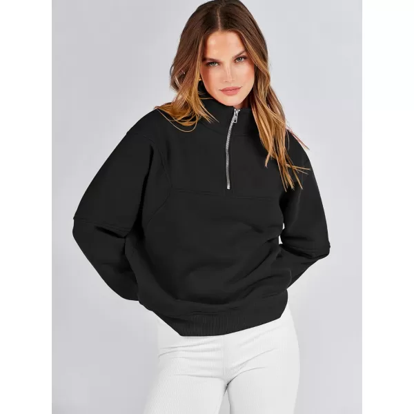 Caracilia Women's Oversized Half Zip Up Sweatshirts Long Sleeve Pullover Trendy Fashion Hoodies Y2k Casual Fall Tops