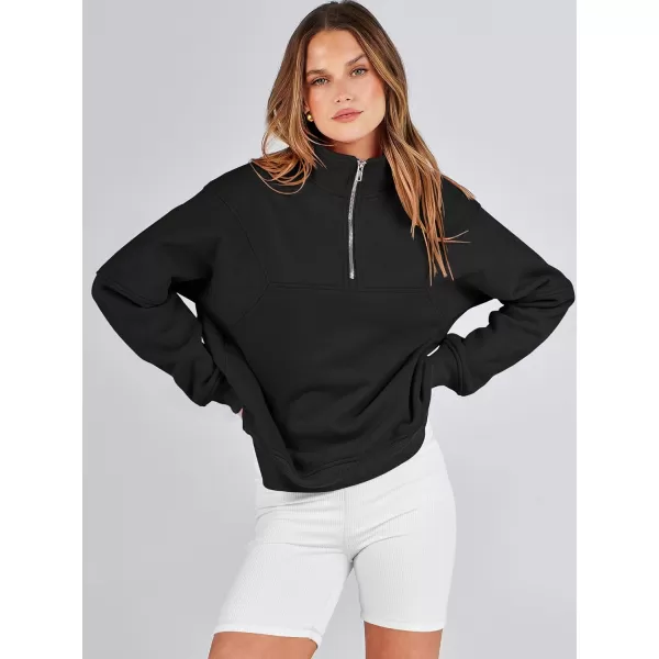 Caracilia Women's Oversized Half Zip Up Sweatshirts Long Sleeve Pullover Trendy Fashion Hoodies Y2k Casual Fall Tops