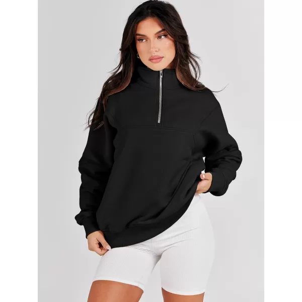 Caracilia Women's Oversized Half Zip Up Sweatshirts Long Sleeve Pullover Trendy Fashion Hoodies Y2k Casual Fall Tops