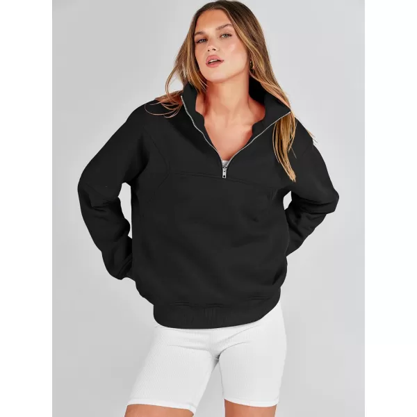 Caracilia Women's Oversized Half Zip Up Sweatshirts Long Sleeve Pullover Trendy Fashion Hoodies Y2k Casual Fall Tops