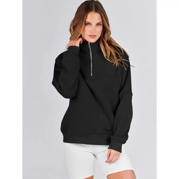 Caracilia Women's Oversized Half Zip Up Sweatshirts Long Sleeve Pullover Trendy Fashion Hoodies Y2k Casual Fall Tops