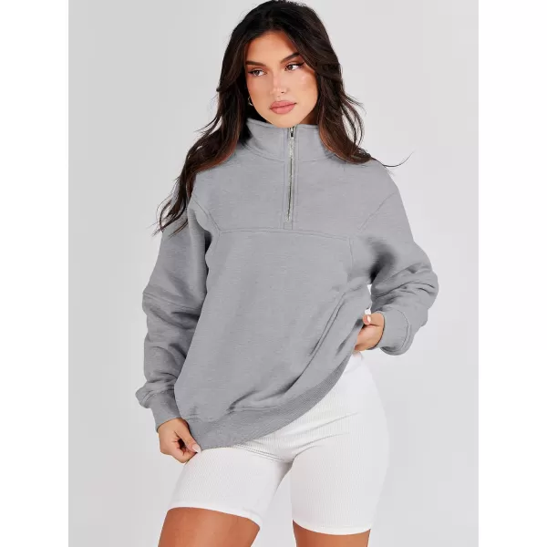 Caracilia Women's Oversized Half Zip Up Sweatshirts Long Sleeve Pullover Trendy Fashion Hoodies Y2k Casual Fall Tops