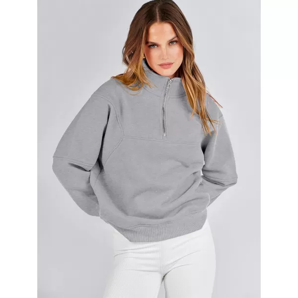Caracilia Women's Oversized Half Zip Up Sweatshirts Long Sleeve Pullover Trendy Fashion Hoodies Y2k Casual Fall Tops