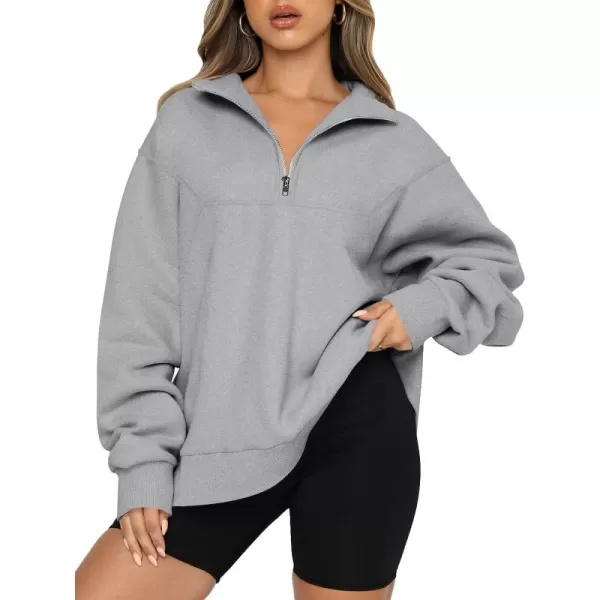 Caracilia Women's Oversized Half Zip Up Sweatshirts Long Sleeve Pullover Trendy Fashion Hoodies Y2k Casual Fall Tops