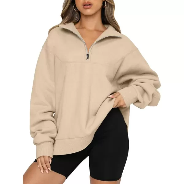 Caracilia Women's Oversized Half Zip Up Sweatshirts Long Sleeve Pullover Trendy Fashion Hoodies Y2k Casual Fall Tops