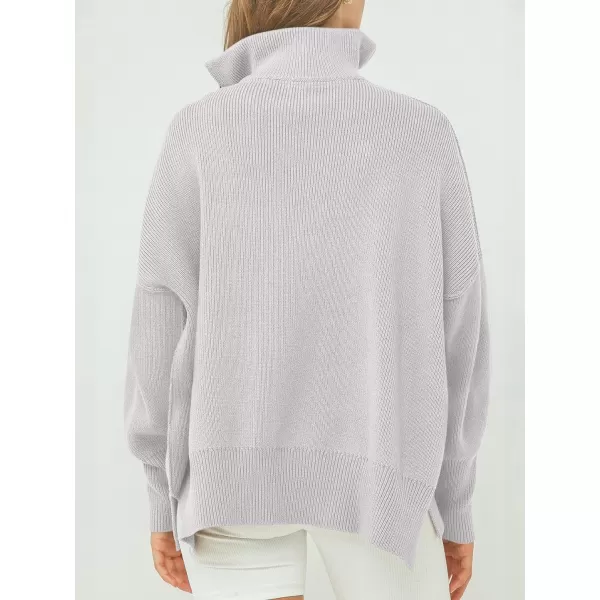 Caracilia Women's Oversized Sweater 2023 1/4 Zipper Collar Long Sleeve Drop Shoulder Slouchy Pullover Top