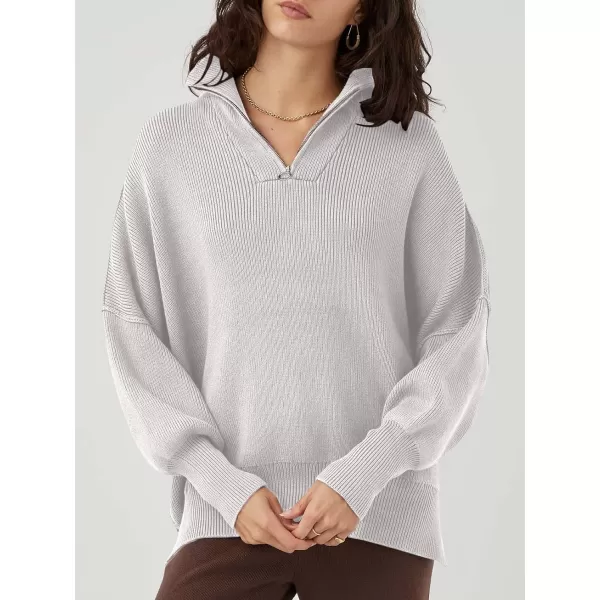 Caracilia Women's Oversized Sweater 2023 1/4 Zipper Collar Long Sleeve Drop Shoulder Slouchy Pullover Top