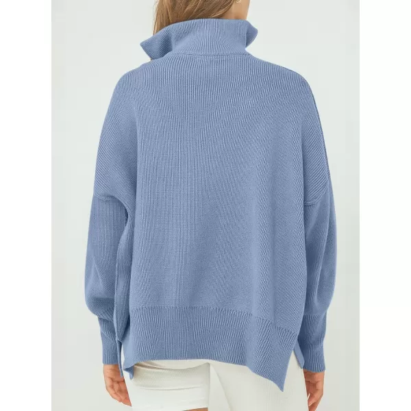 Caracilia Women's Oversized Sweater 2023 1/4 Zipper Collar Long Sleeve Drop Shoulder Slouchy Pullover Top