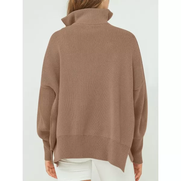 Caracilia Women's Oversized Sweater 2023 1/4 Zipper Collar Long Sleeve Drop Shoulder Slouchy Pullover Top