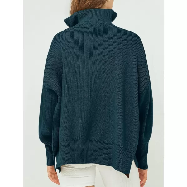 Caracilia Women's Oversized Sweater 2023 1/4 Zipper Collar Long Sleeve Drop Shoulder Slouchy Pullover Top
