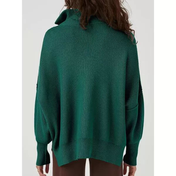 Caracilia Women's Oversized Sweater 2023 1/4 Zipper Collar Long Sleeve Drop Shoulder Slouchy Pullover Top