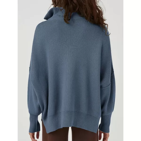 Caracilia Women's Oversized Sweater 2023 1/4 Zipper Collar Long Sleeve Drop Shoulder Slouchy Pullover Top