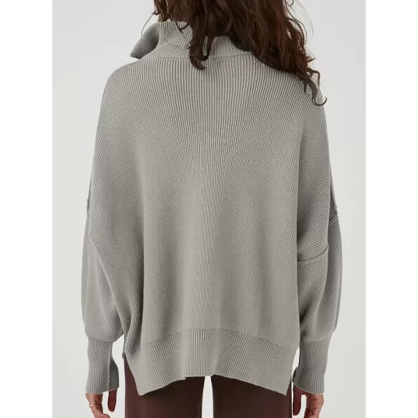 Caracilia Women's Oversized Sweater 2023 1/4 Zipper Collar Long Sleeve Drop Shoulder Slouchy Pullover Top