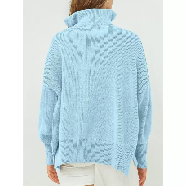 Caracilia Women's Oversized Sweater 2023 1/4 Zipper Collar Long Sleeve Drop Shoulder Slouchy Pullover Top