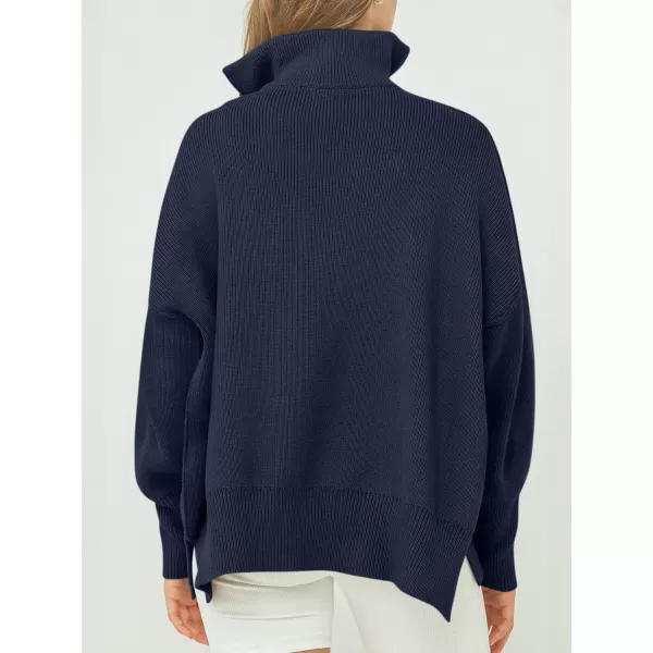 Caracilia Women's Oversized Sweater 2023 1/4 Zipper Collar Long Sleeve Drop Shoulder Slouchy Pullover Top